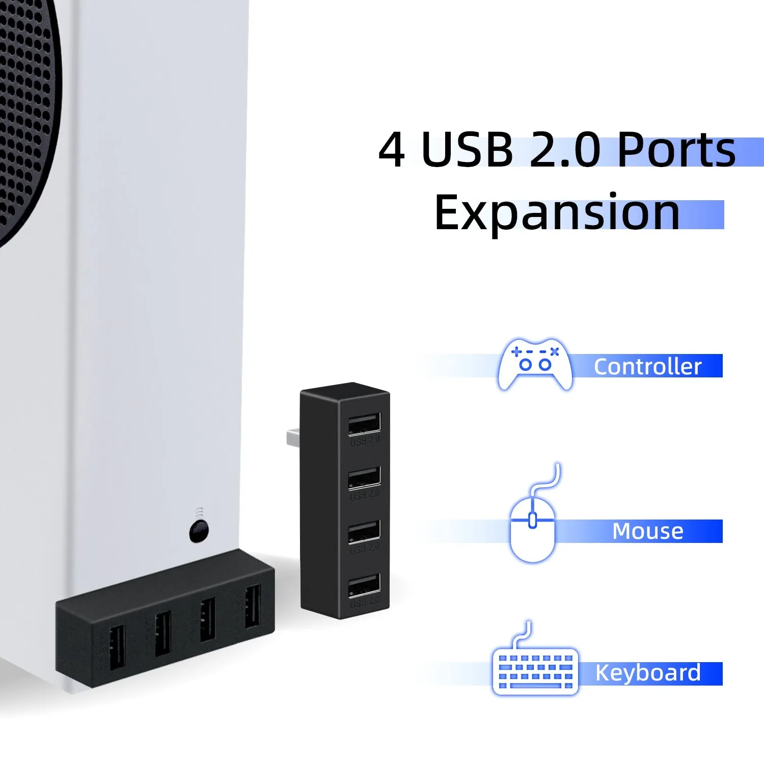 1-to-4 USB2.0 Hub for Xbox Series X/Series S - Black (XS03)