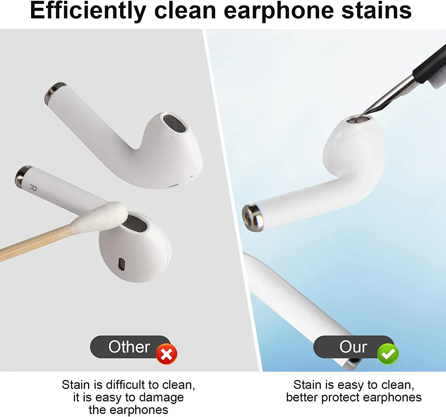 2 Pack Bluetooth Earbuds Cleaning Tool-Black