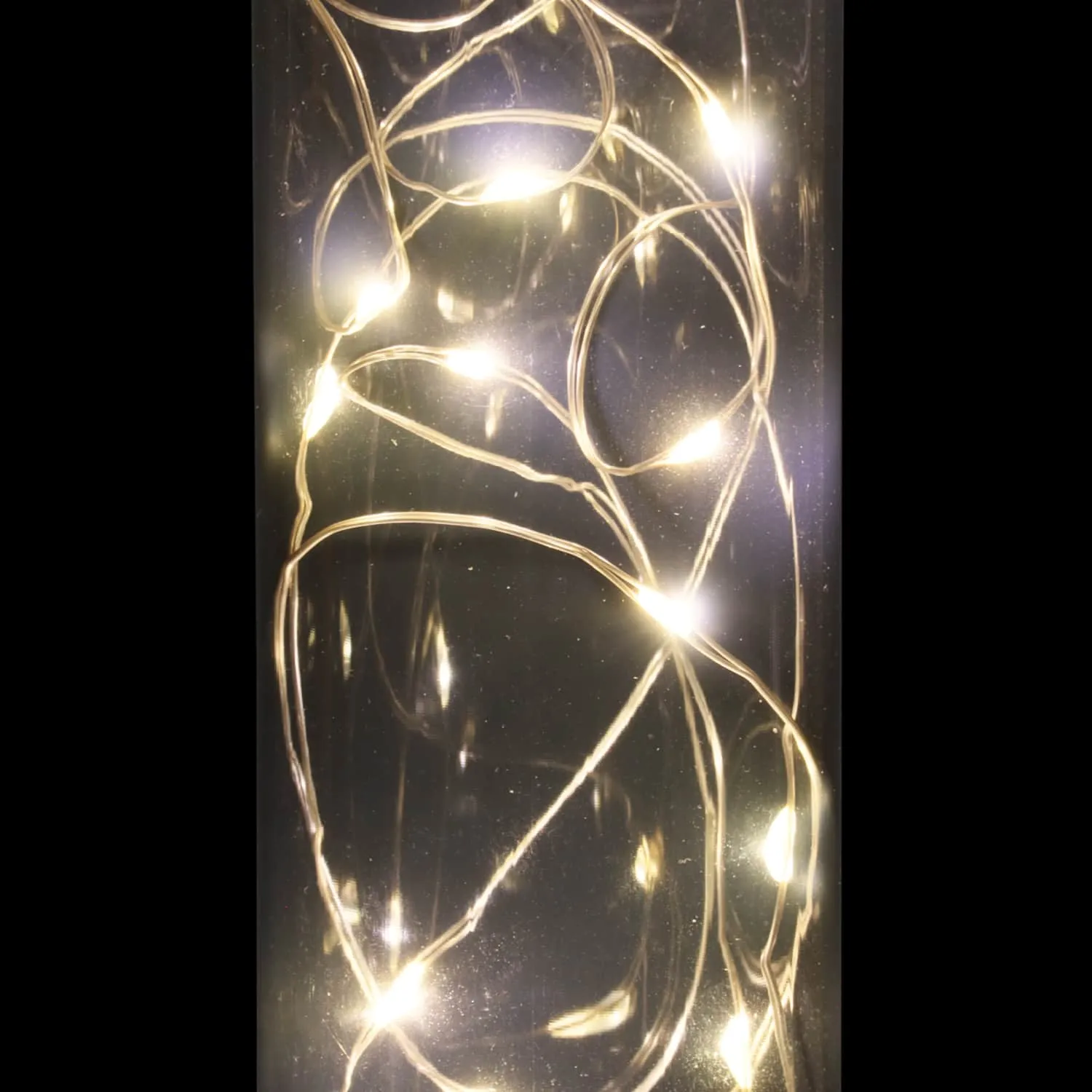 2 Piece Solar Grey Acrylic Hanging Light Sticks with 20 White LED Firefly Lights, 2 by 10 Inches