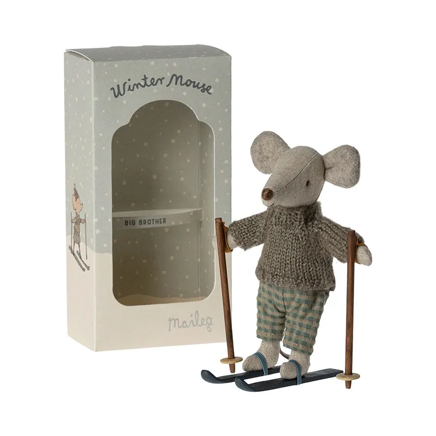 2023 Maileg Big Brother Winter Mouse with Ski Set