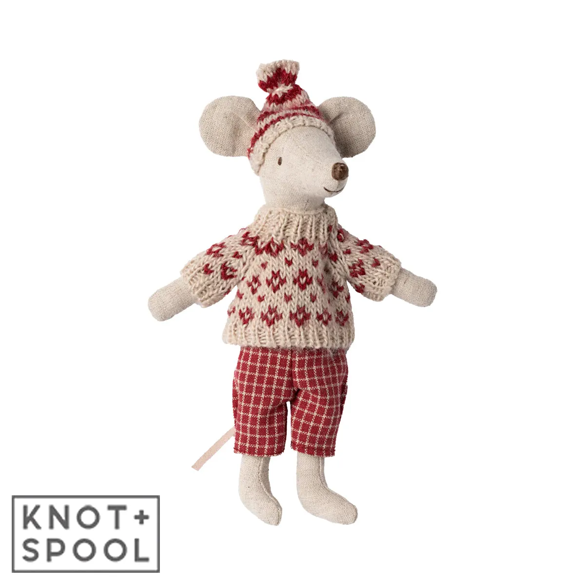 2024 Maileg Red Winter Mum Mouse with Ski Set