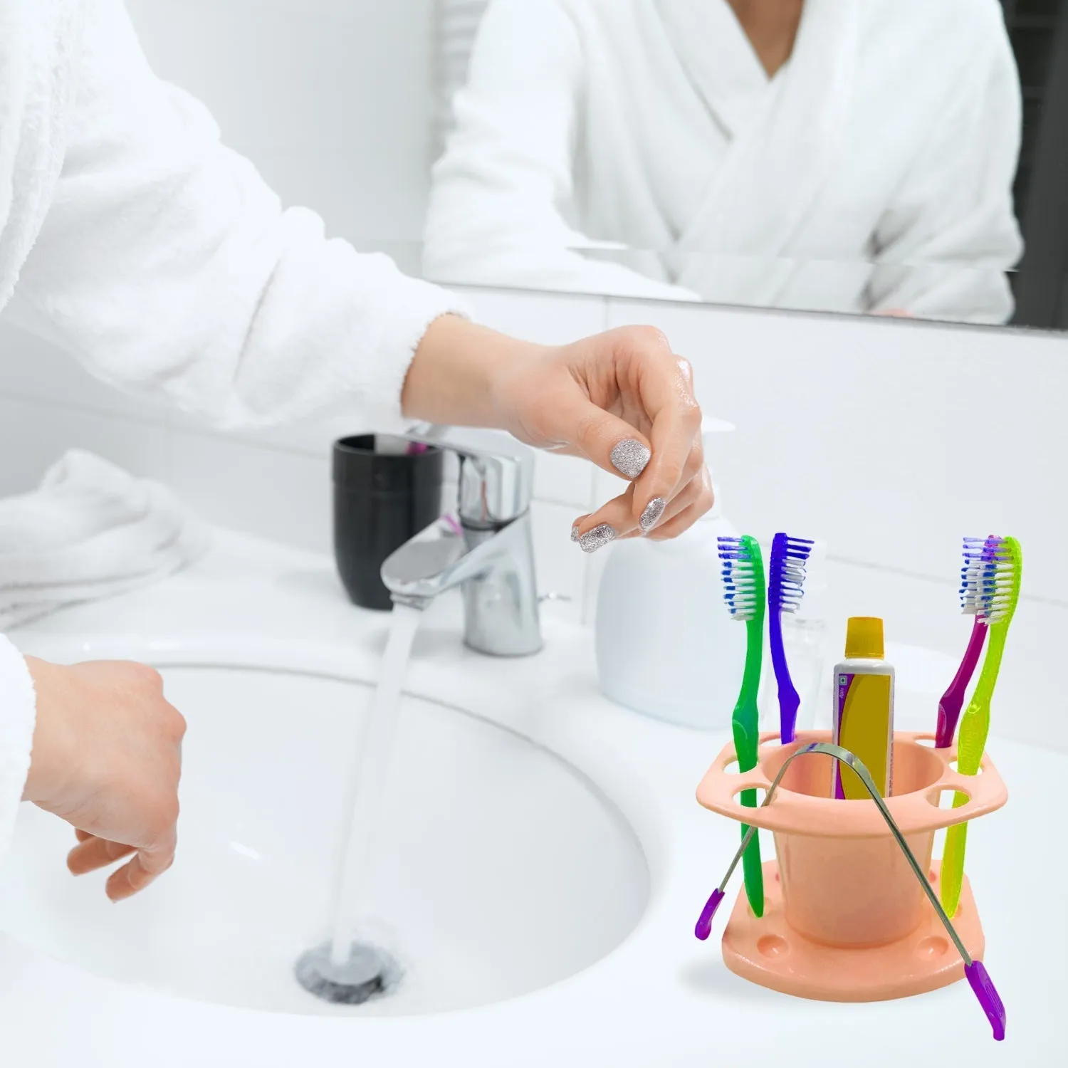 3689 Toothbrush Holder widely used in all types of bathroom places for holding and storing toothbrushes and toothpastes of all types of family members etc.