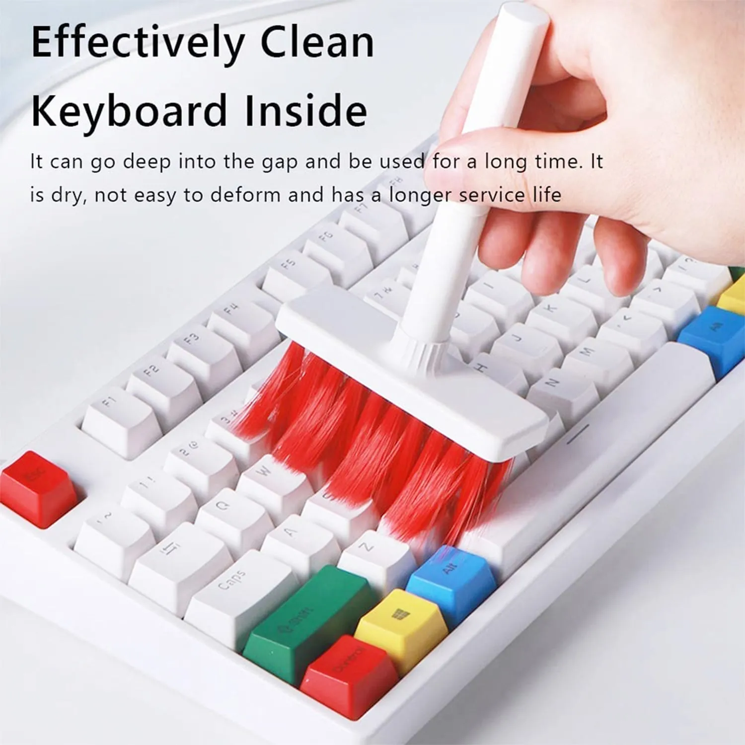 6246 5in1 Multi-Function Soft Dust Clean Bush for Computer Cleaning, with Corner Gap Duster Keycap Puller Remover for Gamer Pc (White)