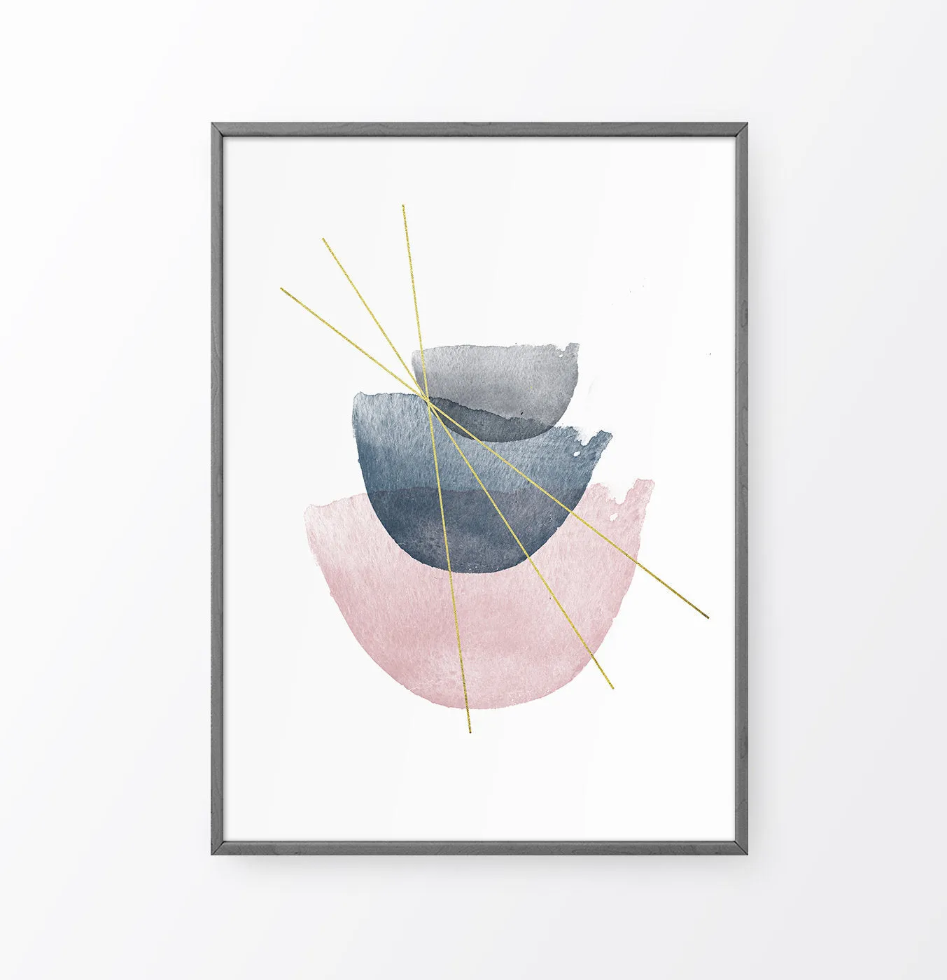 Abstract Geometric Wall Art with Pink and Grey Stones