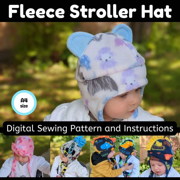 Adorable Kid's Fleece Stroller Hat sewing pattern and instructions, digital format