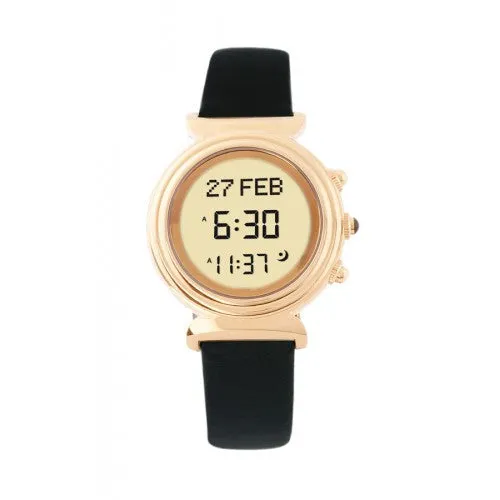 Alfajr WF-14L Round Gold Plated Stainless Steel Azan Prayer Watch