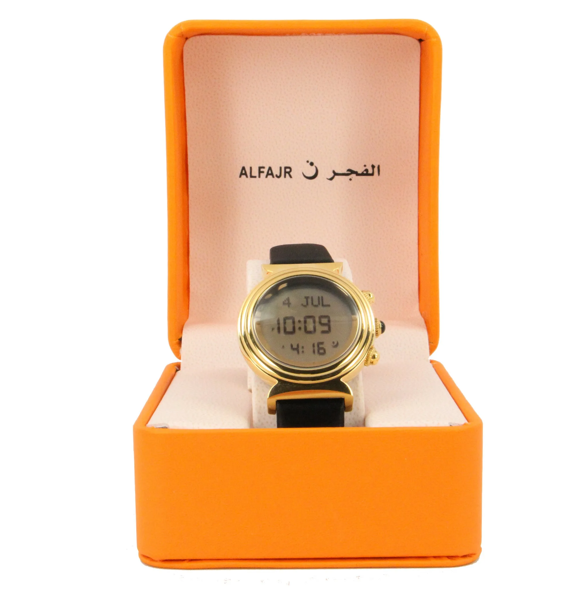 Alfajr WF-14L Round Gold Plated Stainless Steel Azan Prayer Watch