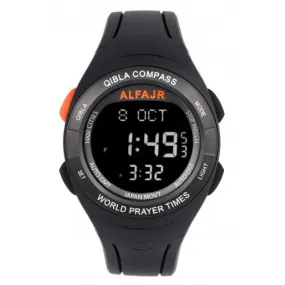 Alfajr WQ-18 Black Qibla Compass Azan Prayer Watch