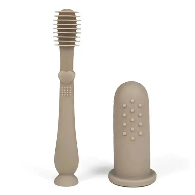 Ali   Oli - Baby Finger Toothbrush & Tongue Cleaner Oral Set, Sand