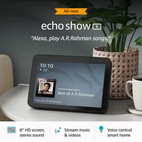 Amazon Echo Show 8 (2nd Gen, 2021 release)- Smart speaker with 8" HD screen with Alexa (Black) & Get 1 AVITA BULB FREE (WORTH rs-1299) Exclusive for dealsplant customers.