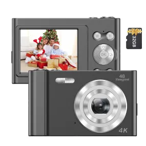 Andoer D11964B 4K 48MP 2.4 Inch Digital Camera With Built-In Flash, Battery & 32GB Memory Card