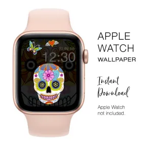 Apple Watch WALLPAPER - Sugar Skulls dia de los muertos Mexican - Instant Download - Watch Background Apple Watch face design