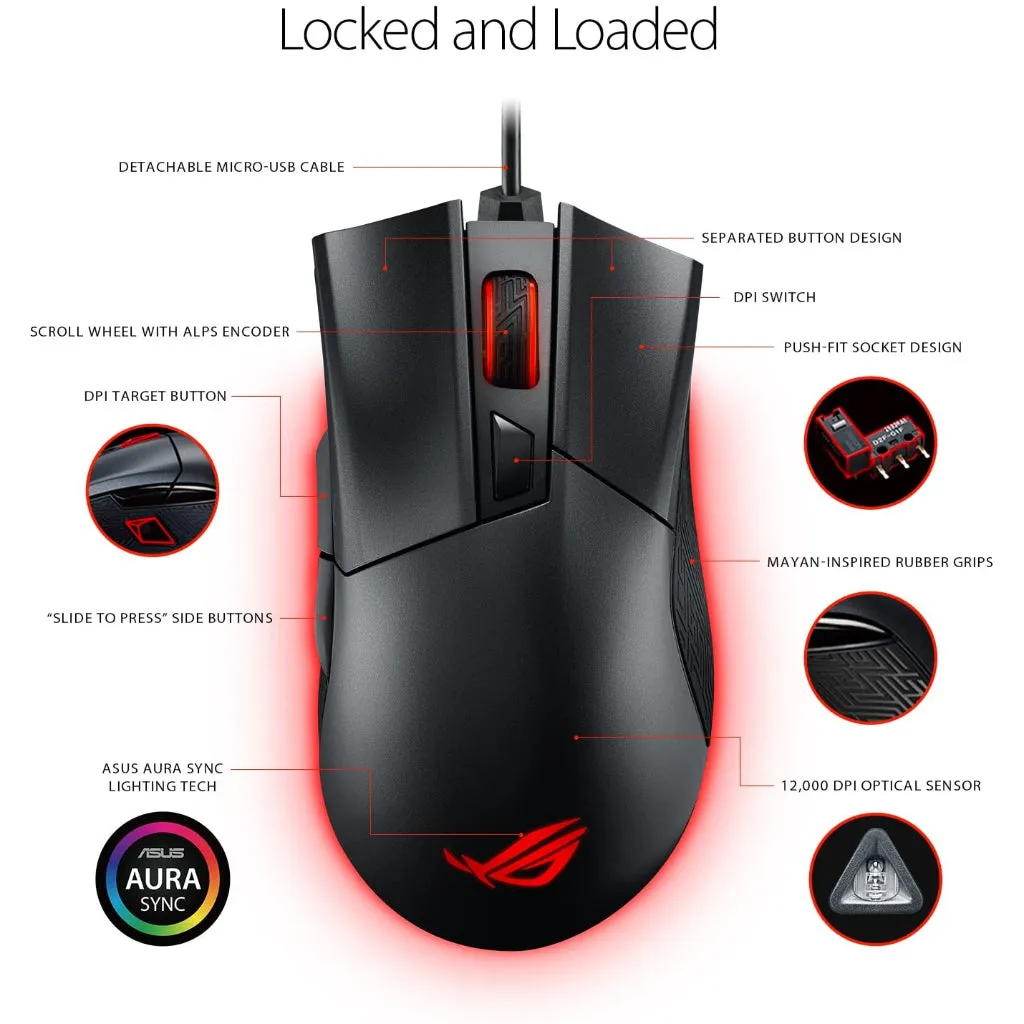 ASUS ROG Gladius II Aura RGB Gaming Mouse