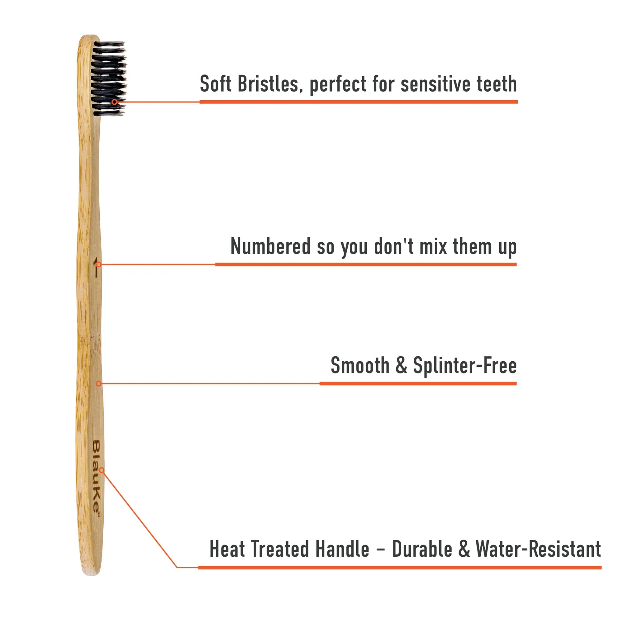 Bamboo Toothbrush Set 4-Pack - Soft Bristles