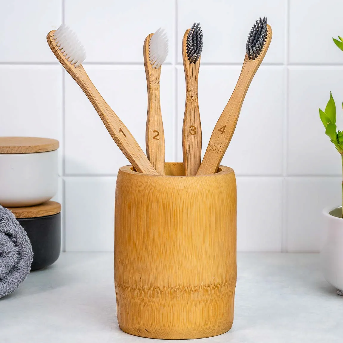 Bamboo Toothbrush Set 4-Pack - Soft Bristles