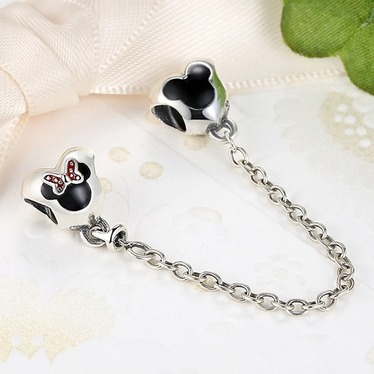 Black Mickey and Minnie Mouse Safety Chain