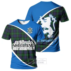 Black Watch Family Crest Tartan T-Shirt Celebrate Saint Andrew's Day in Style