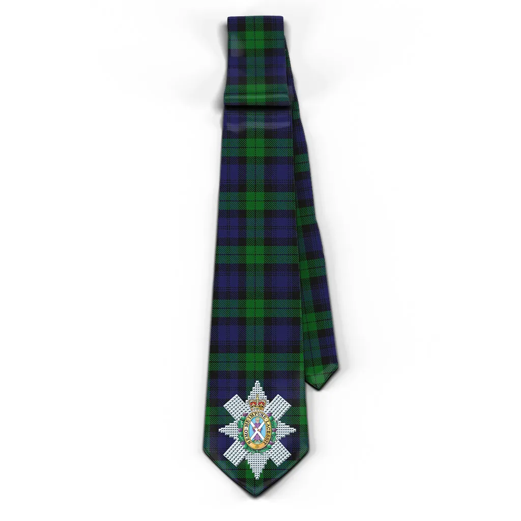 Black Watch Tartan Classic Necktie with Family Crest