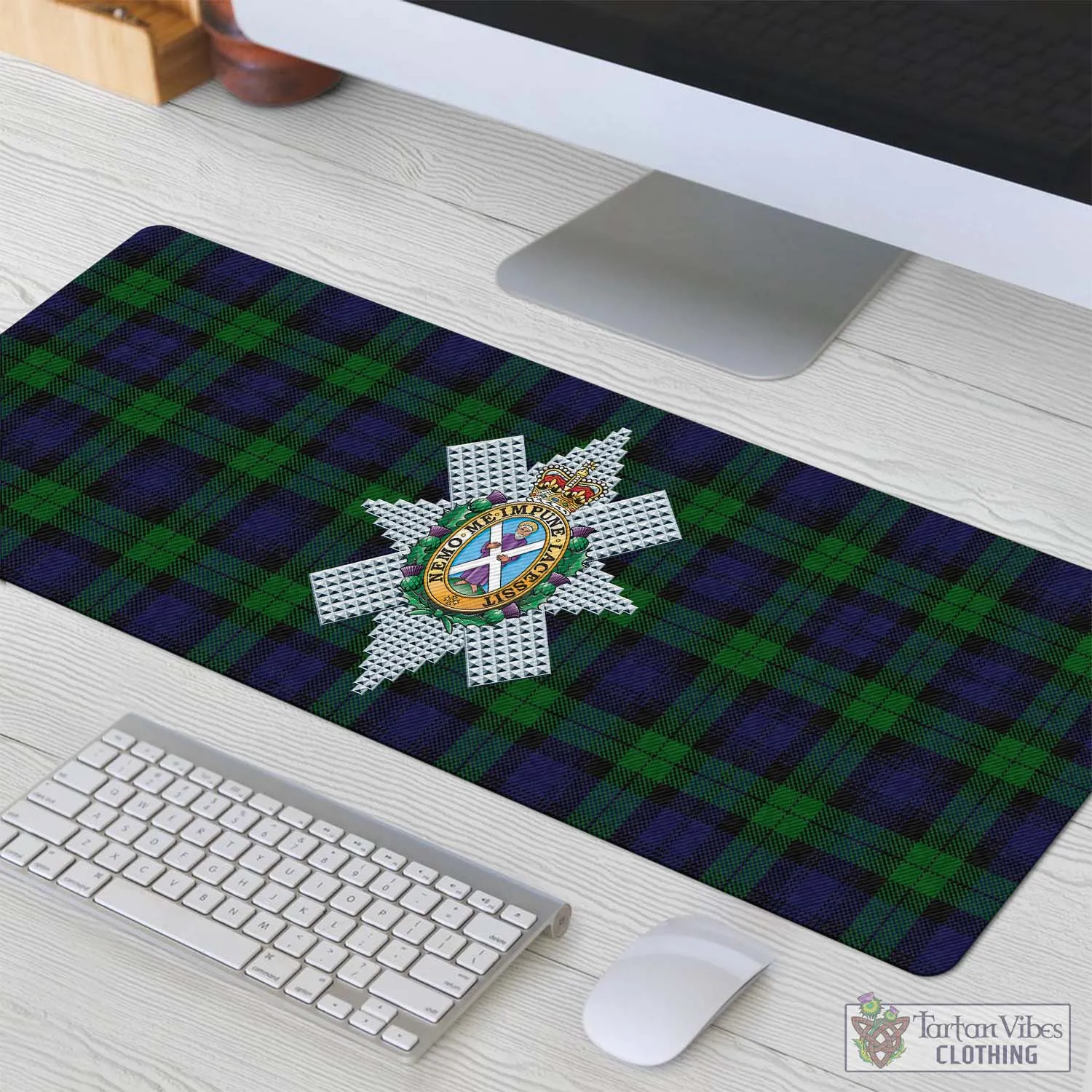 Black Watch Tartan Mouse Pad with Family Crest