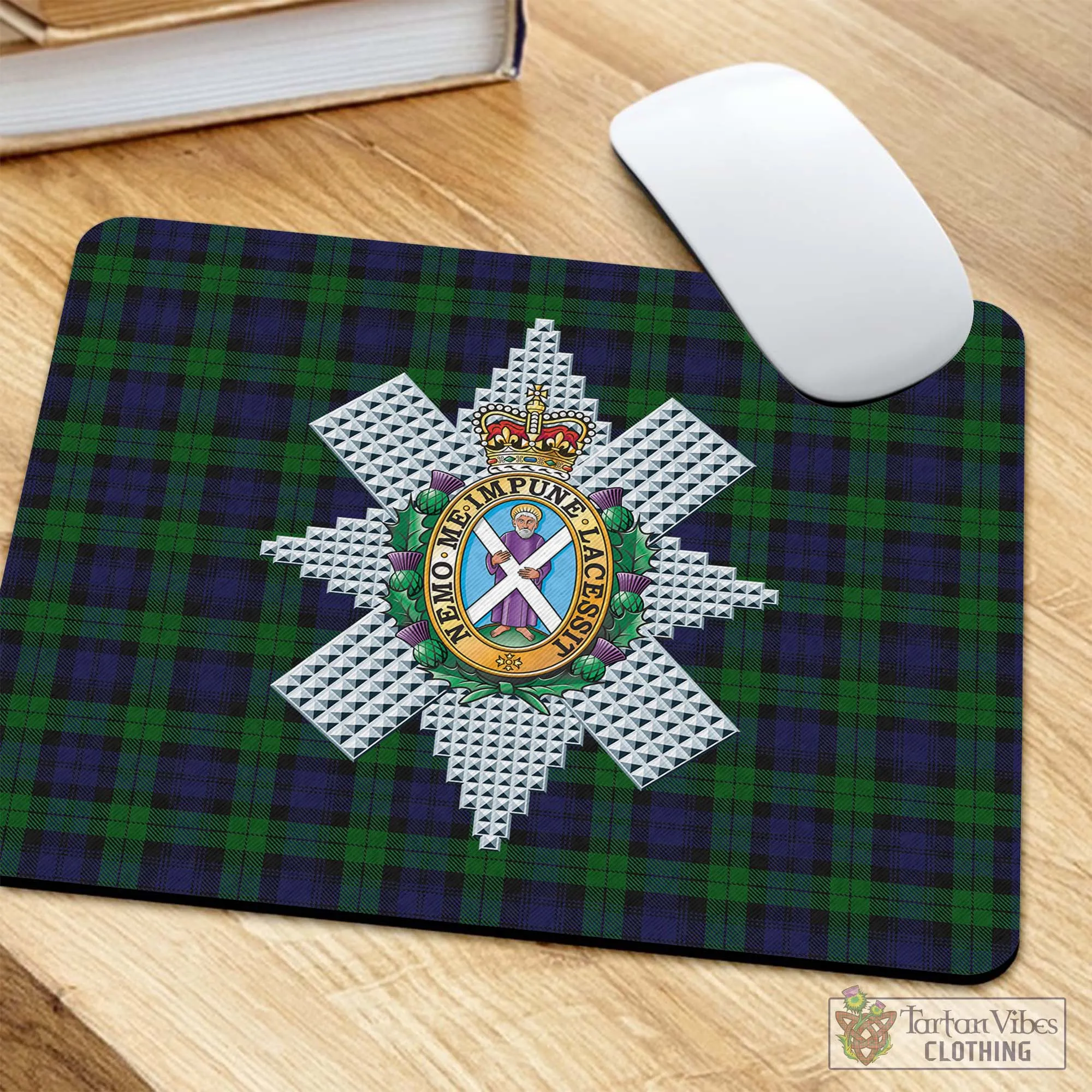 Black Watch Tartan Mouse Pad with Family Crest