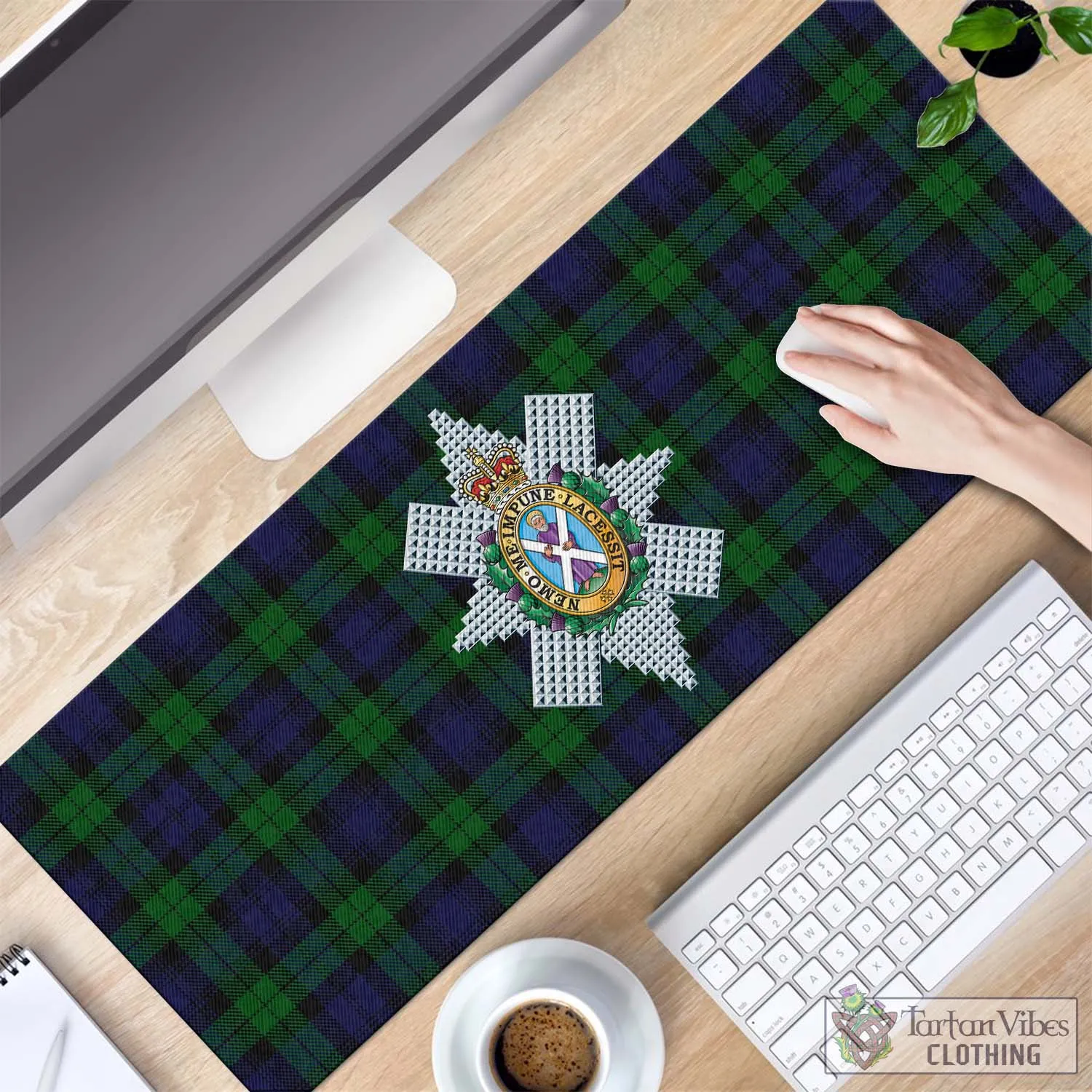 Black Watch Tartan Mouse Pad with Family Crest