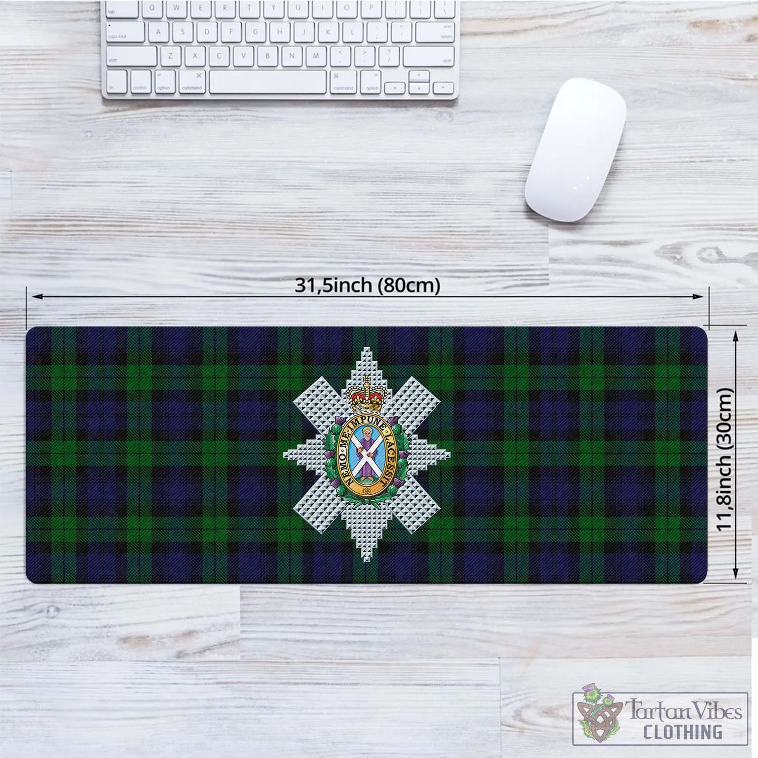 Black Watch Tartan Mouse Pad with Family Crest