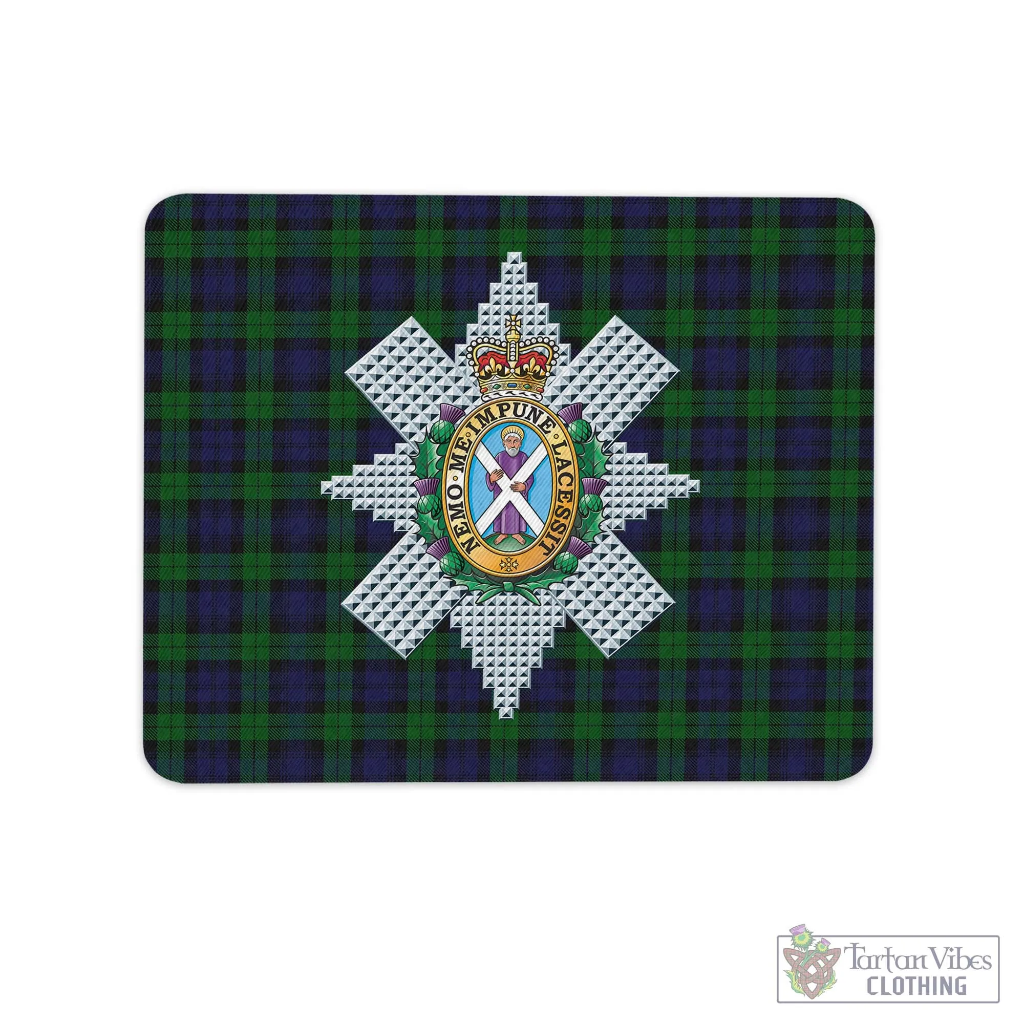 Black Watch Tartan Mouse Pad with Family Crest