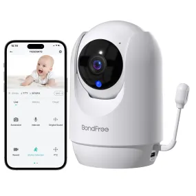 BondFree Baby Monitor with Camera and Audio, 2K Smart Baby Monitor with App, Temperature& Humidity, 2-Way Talk, 3MP Night Vision, 14 Lullabies,Cry & Motion Detection, 4X Zoom-5Ghz WiFi Baby Monitor