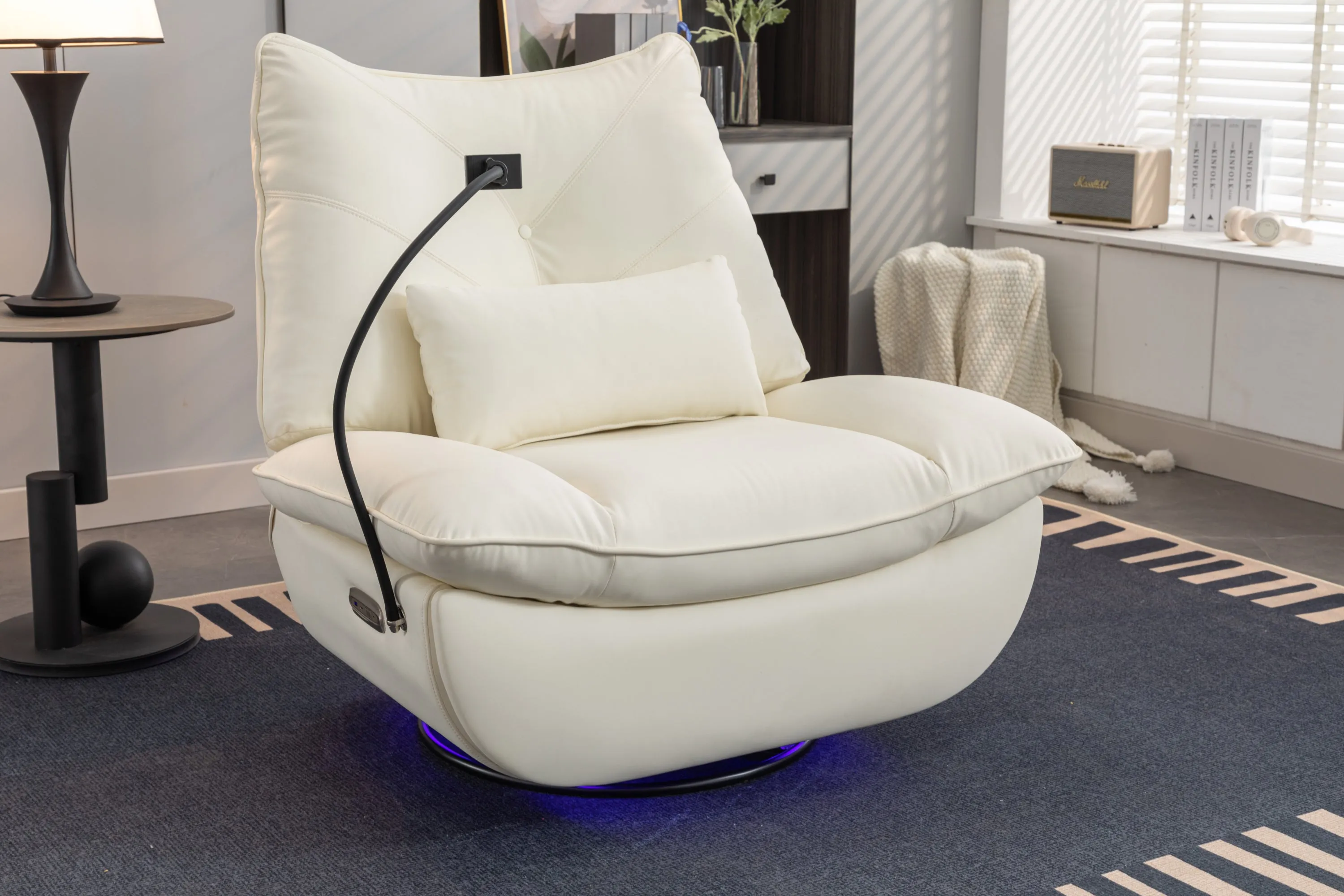 Bravo 270 Swivel Glider Recliner Chair - White