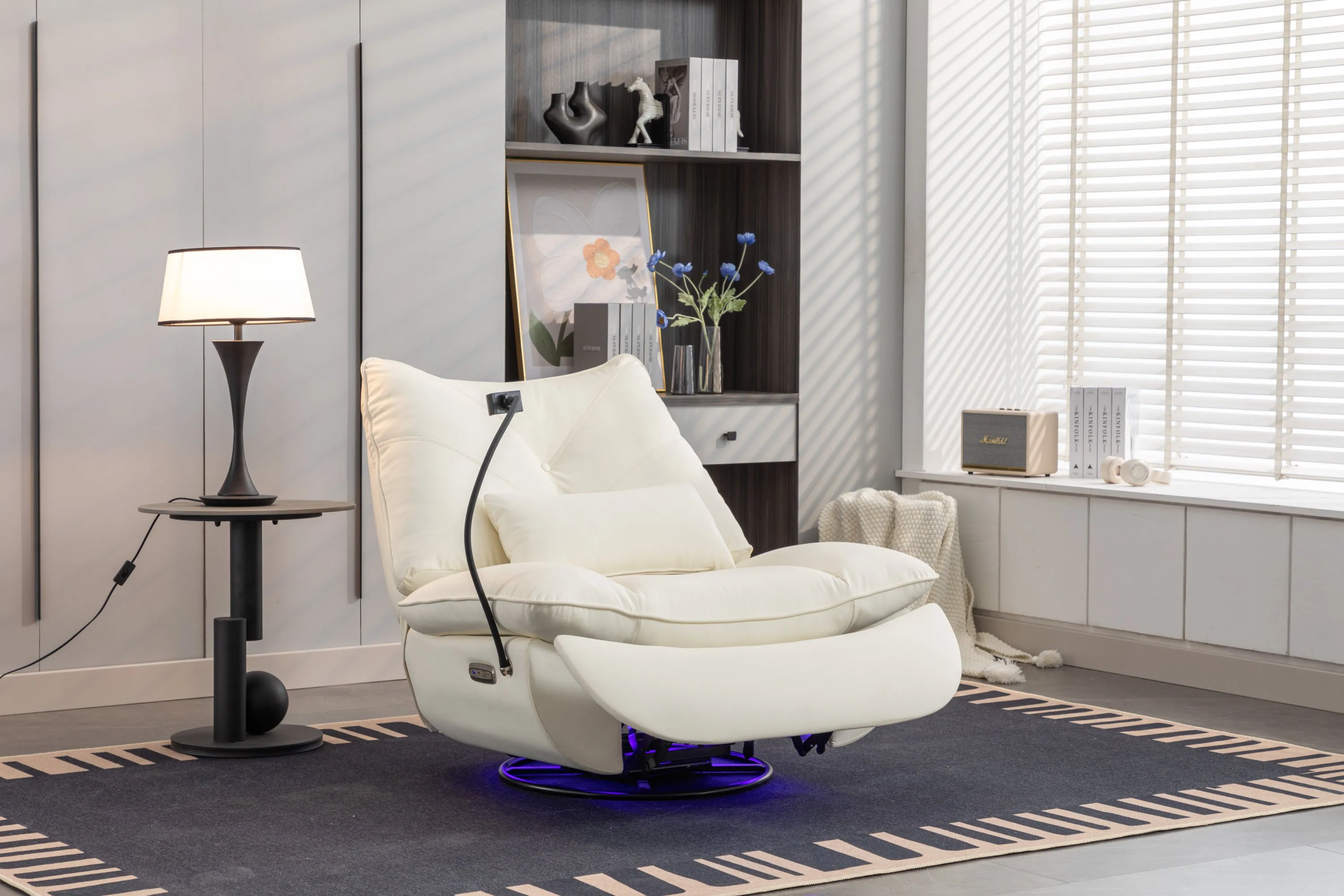 Bravo 270 Swivel Glider Recliner Chair - White