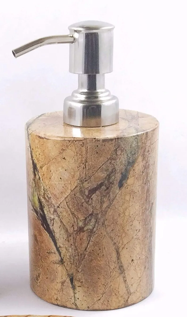 Brown Marble Bathroom Toiletries Storage Set