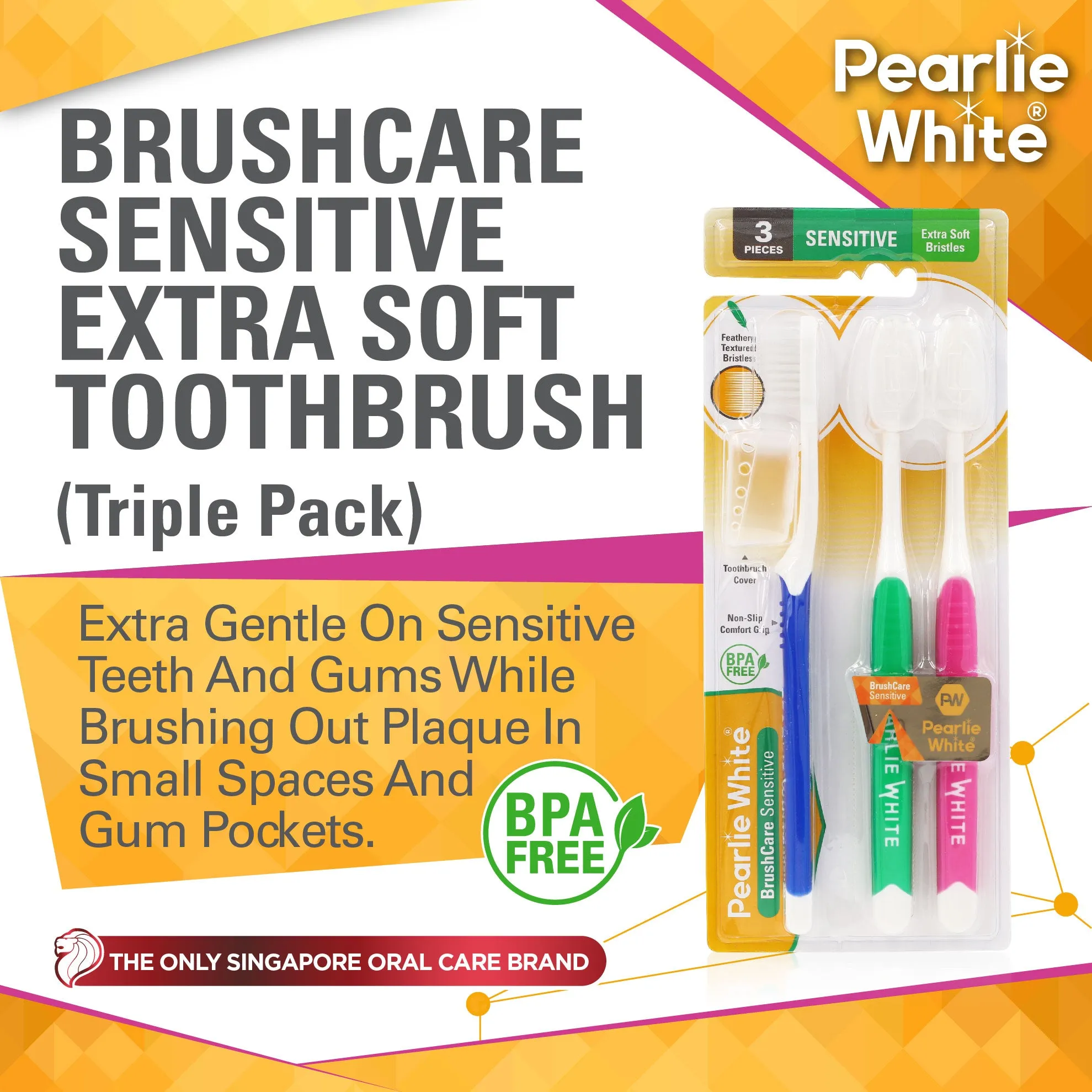 BrushCare Sensitive Extra Soft Toothbrush Triple Pack