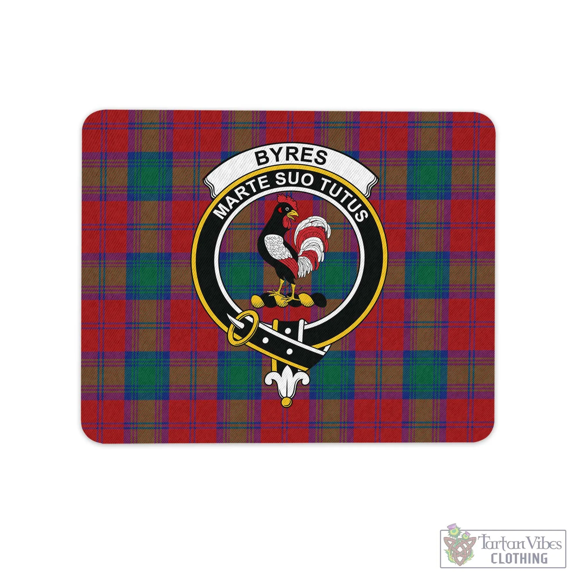 Byres (Byses) Tartan Mouse Pad with Family Crest