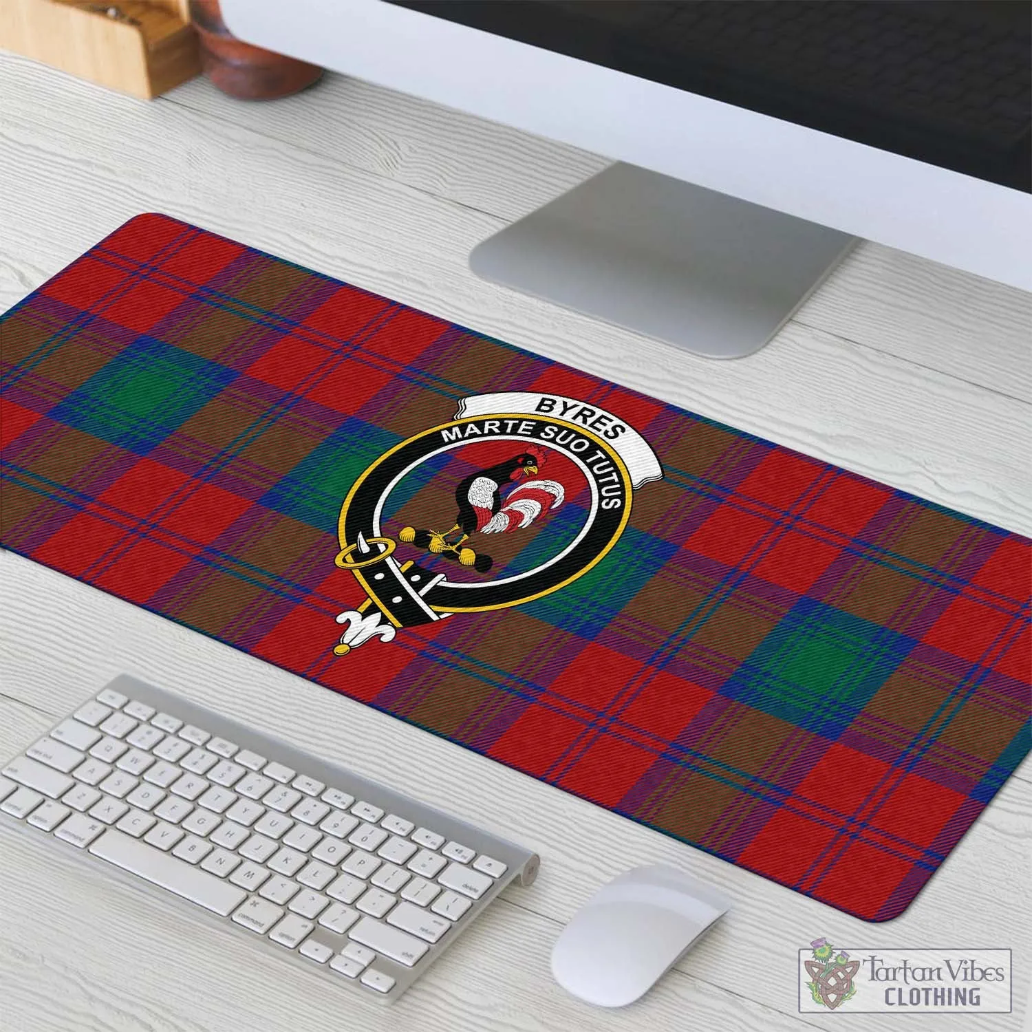 Byres (Byses) Tartan Mouse Pad with Family Crest