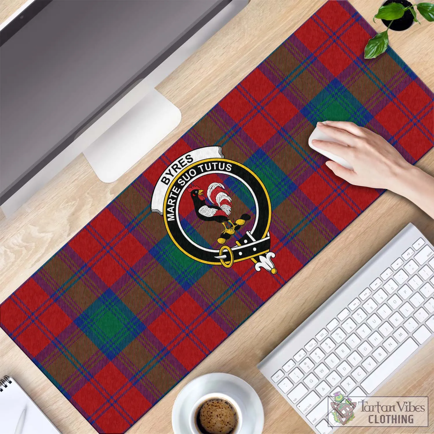 Byres (Byses) Tartan Mouse Pad with Family Crest