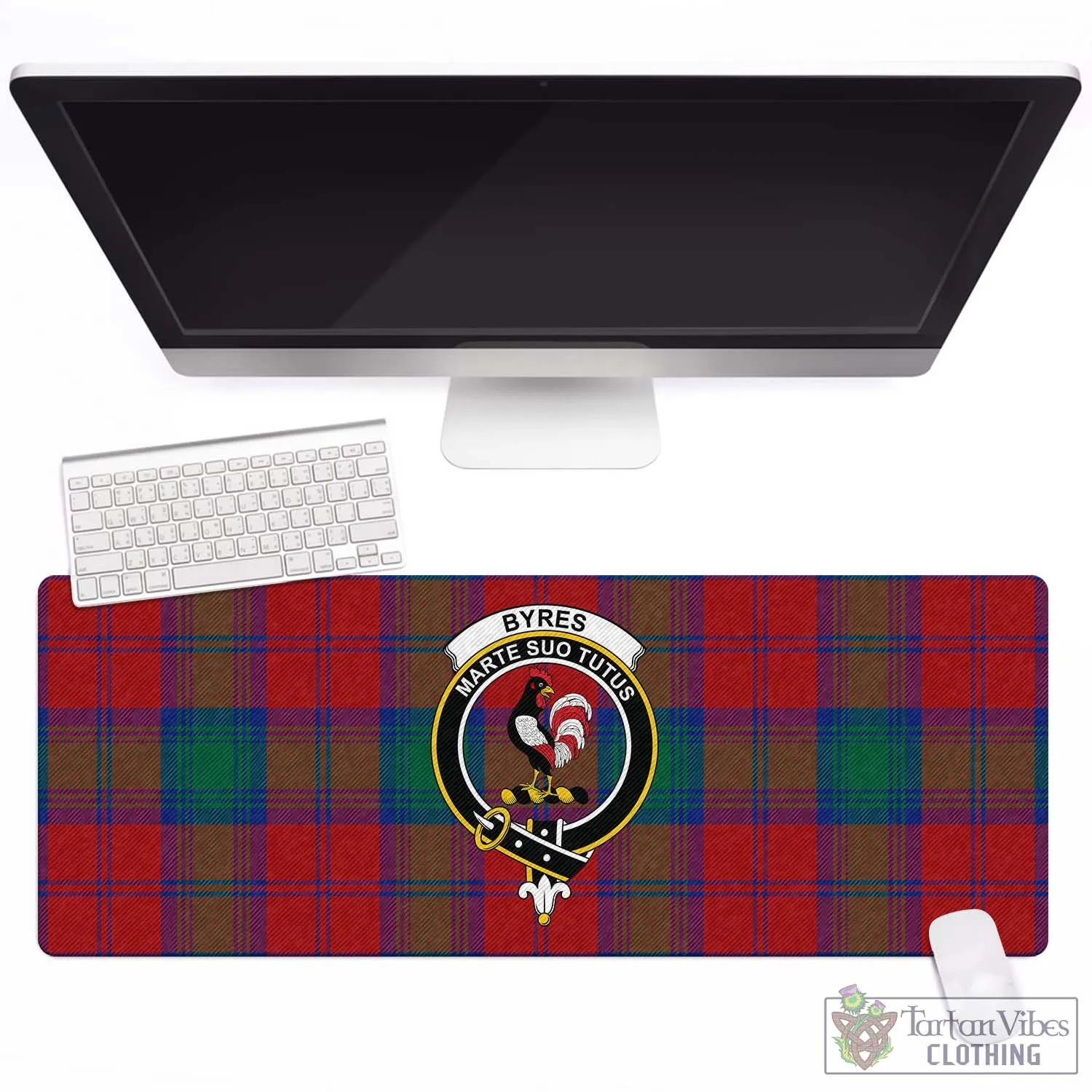 Byres (Byses) Tartan Mouse Pad with Family Crest