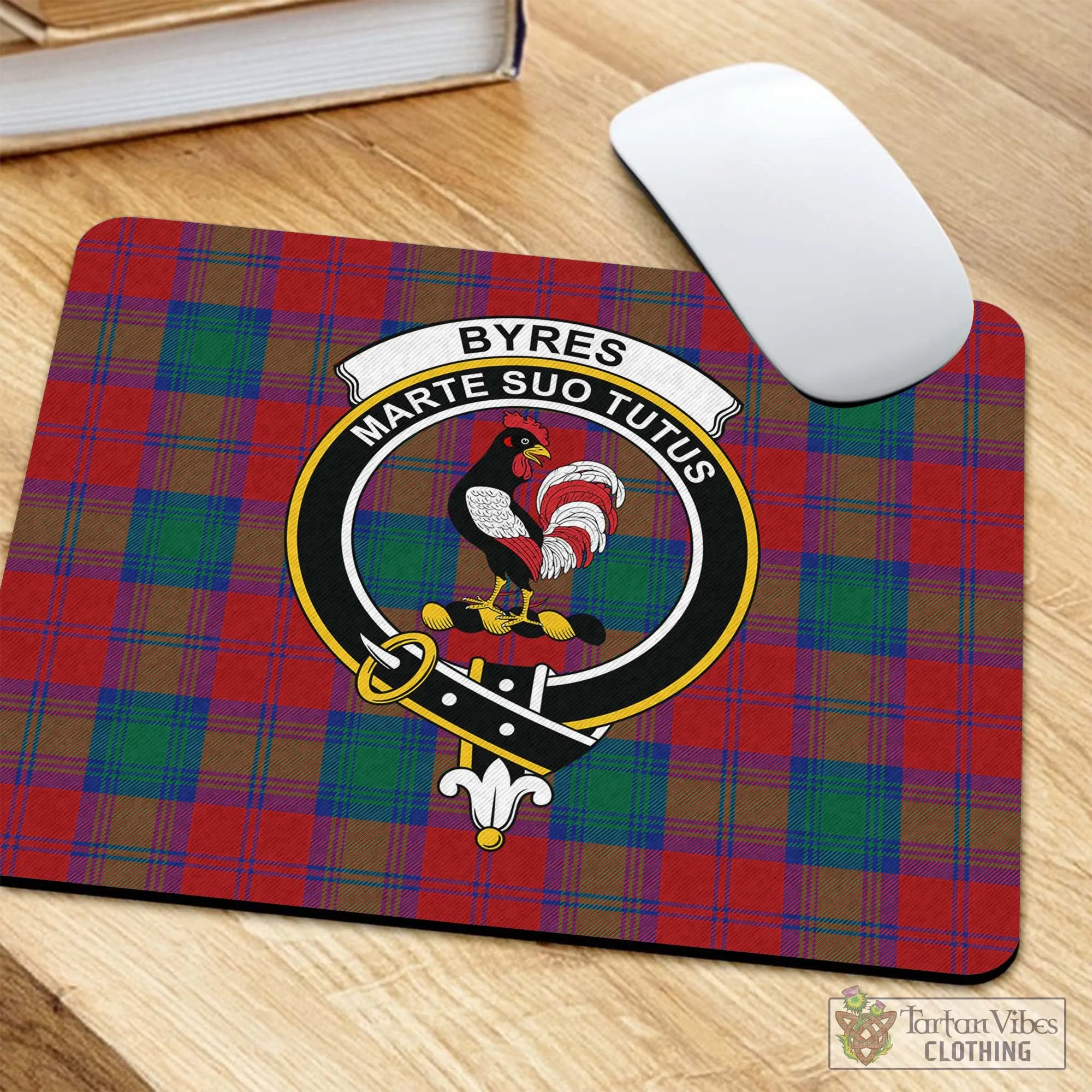 Byres (Byses) Tartan Mouse Pad with Family Crest