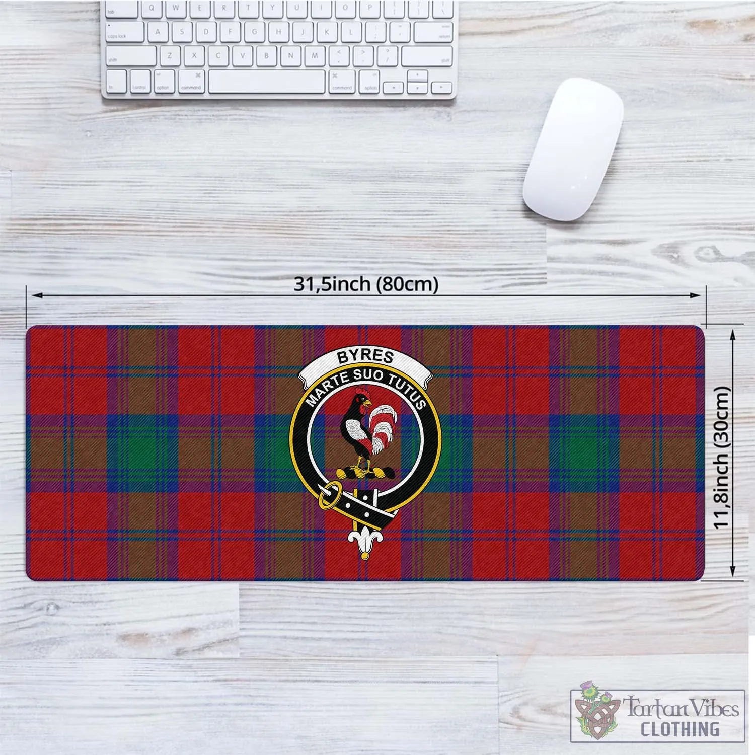 Byres (Byses) Tartan Mouse Pad with Family Crest