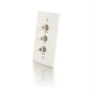 C2g Single Gang Composite Video   Stereo Audio Wall Plate - White Brushed Aluminum