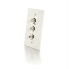 C2g Single Gang Composite Video   Stereo Audio Wall Plate - White Brushed Aluminum