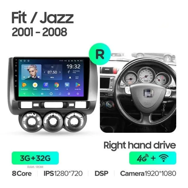 Car Dealz Premium Advanced 4G Data Model 10.2" Android 12.0 For Honda Jazz Fit 2001 - 2008 In Dash Plus OEM Fascia