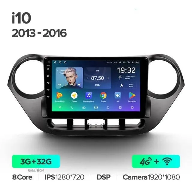 Car Dealz Premium Advanced 4G Data Model 10.2" Android 12.0 For Hyundai i10 2013 - 2016 In Dash Plus OEM Fascia