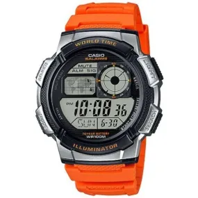 Casio AE-1000W-4B Orange Resin Strap Watch for Men