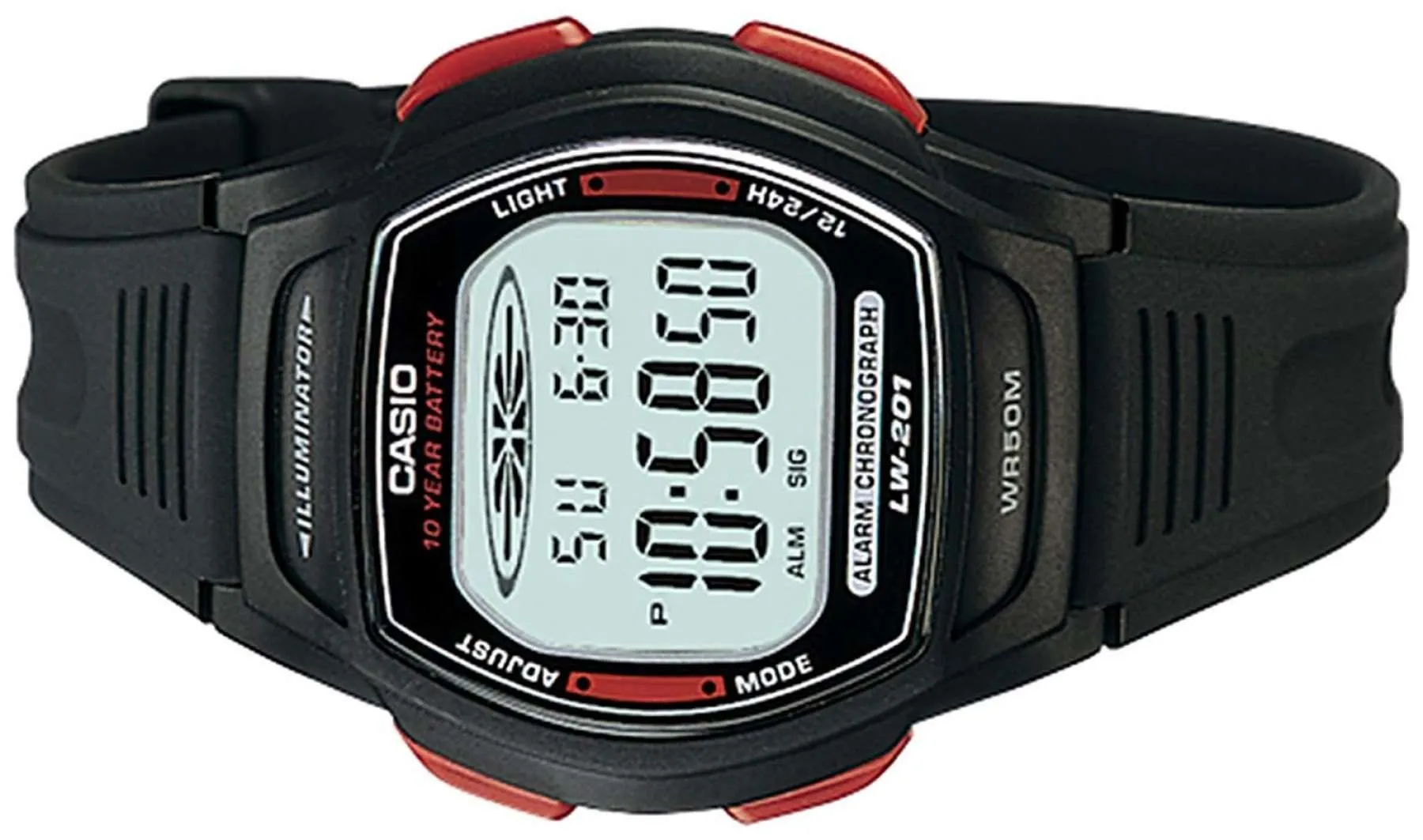 Casio LW-201-4AVDF Digital Black Silicone Strap Watch for Women