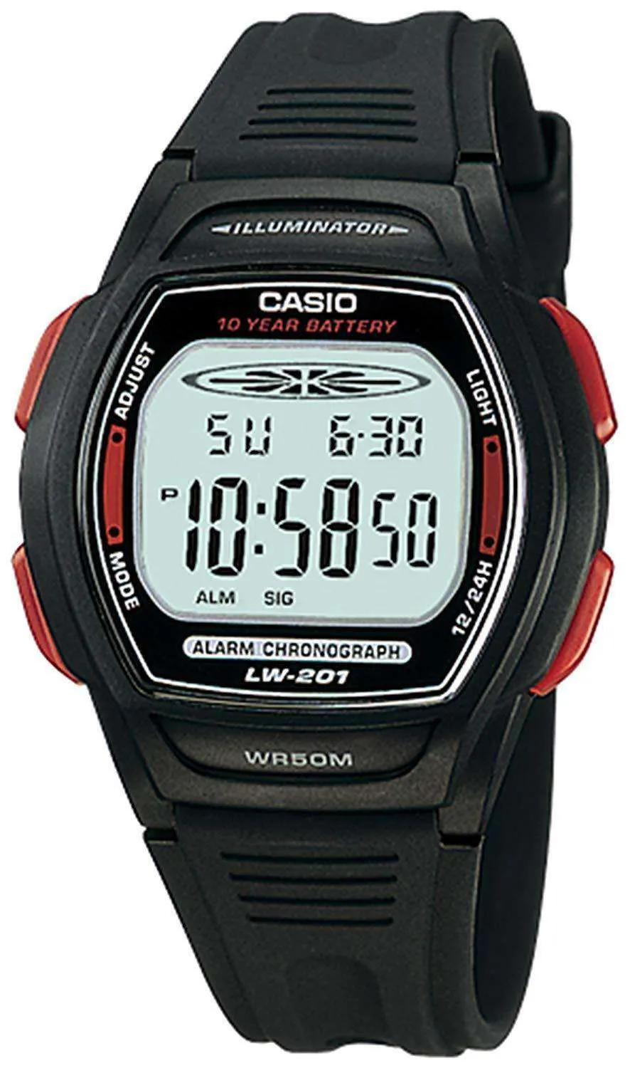 Casio LW-201-4AVDF Digital Black Silicone Strap Watch for Women