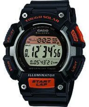 Casio Mens Tough Solar Runner Digital Black And Orange Watch