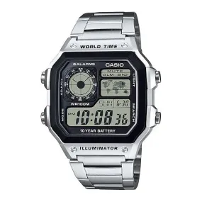 Casio Unisex Digital Silver Watch AE1200WHD-1A / AE-1200WHD-1