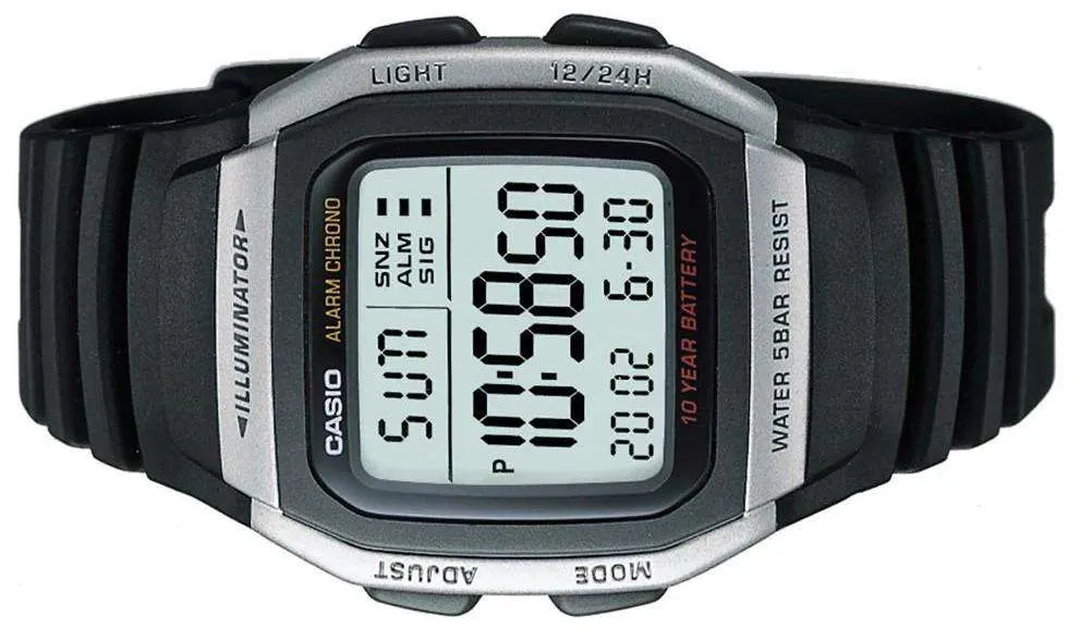 Casio W-96H-1AVDF  Black Resin Watch for Men and Women