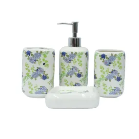 Ceramic Bath Set Green & Blue Flower Rs 2800