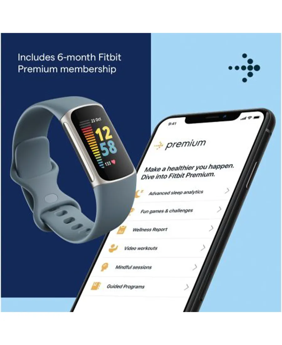 Charge 5 Health & Fitness Smart Watch | Steel Blue & Platinum